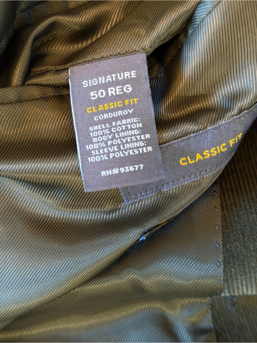 Stafford  Men's Green Corduroy Sport Coat. Size 50R